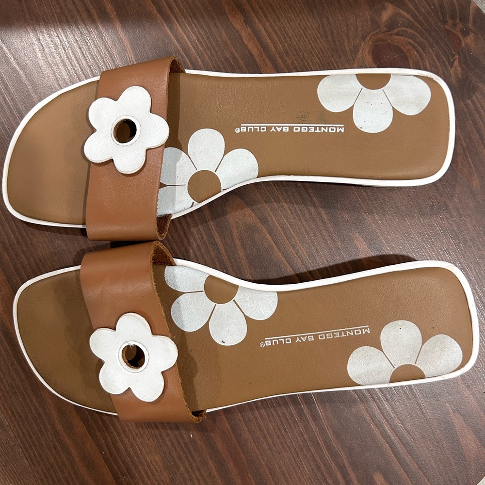 Monterey Bay Brown and White Floral Sandals